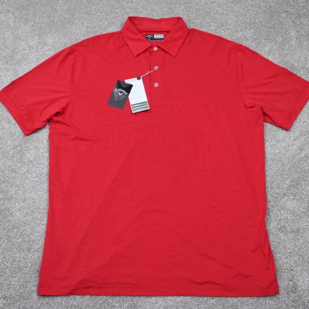 Callaway Opti-Dri Polo Shirt NWT Mens Large Red Polyester‎ Stretch S/S Golf